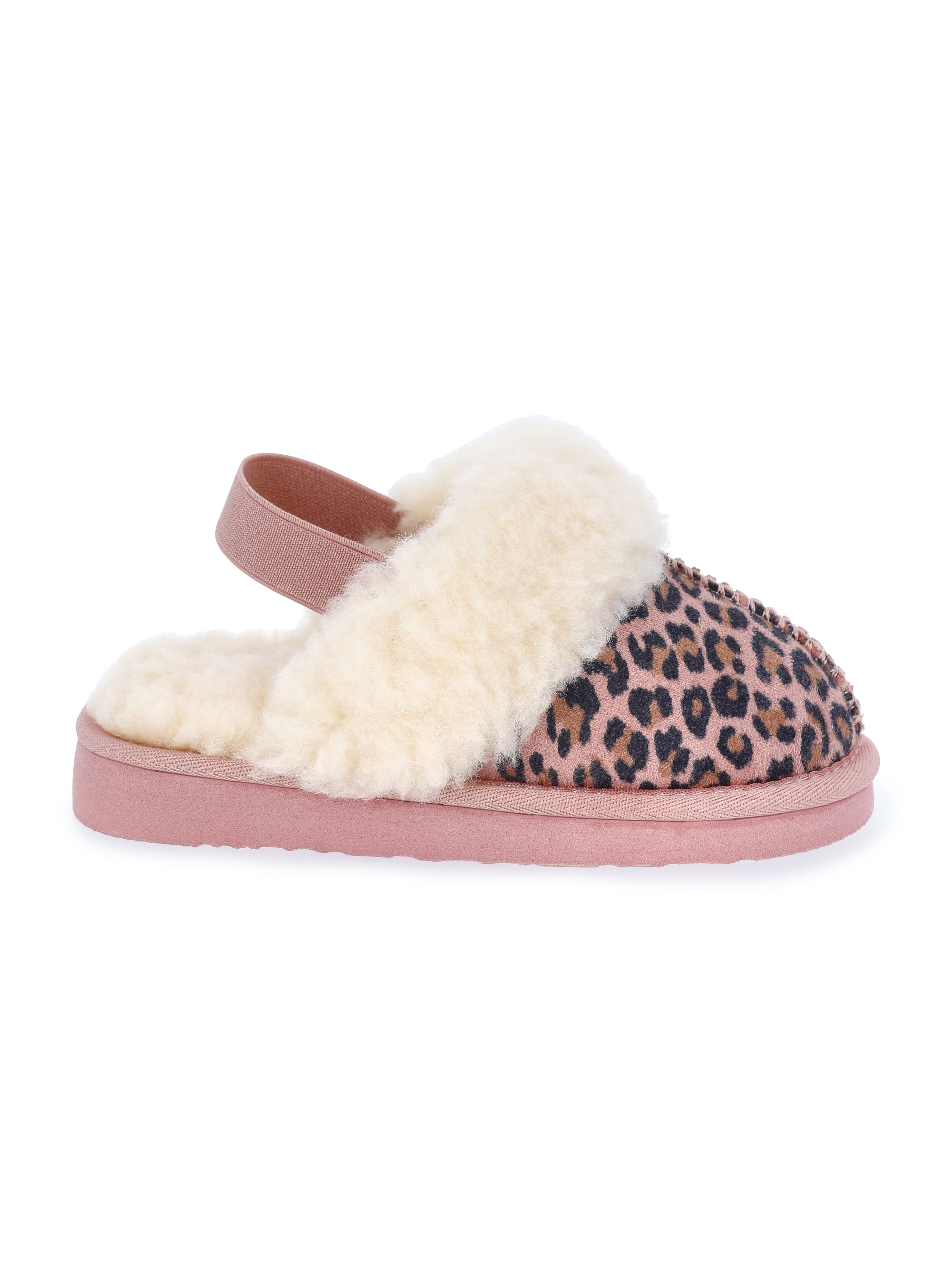 Pawz Girls Faux Shearling Slippers with Slingback Strap