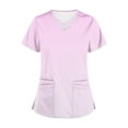 thumbnail image 3 of Aofany Flash Picks! Womens Nursing Scrub Tops Working Uniform Short Sleeve V Neck Workwear Blouse T-shirt with Pockets, 3 of 4