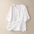 thumbnail image 4 of Birdeem Casual Womens Round Neck Summer Solid Color Retro Regular Womens Short Sleeve, 4 of 9