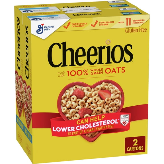 Cheerios, Heart Healthy Gluten Free Breakfast Cereal, 40.7 oz (2 Boxes)