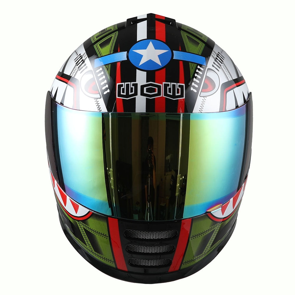 WOW Motorcycle Full Face Helmet Street Bike BMX MX Youth Kids HKY-B15 Shark Army Green