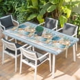 thumbnail image 2 of Blue Beach Coastal Table Cloths for 6 Foot Rectangle Tables, Nautical Shell Starfish Coral Summer Patio Waterproof Elastic Fitted Tablecloths, Washable Rectangular Table Cover for Camping, 2 of 8