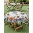 thumbnail image 4 of Outdoor Tablecloth with Umbrella Hole for Patio/Picnic/Party/Camping, Jellyfish Coastal Waterproof Table Cloth Round Cover Washable, Summer Beach Coral Starfish Grey Wooden (Dia 60"), 4 of 8