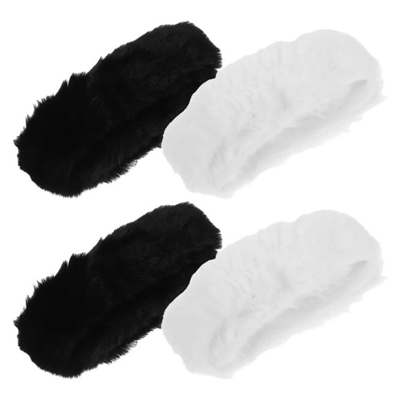 LITINKIMI Faux Fur Trim White Polyester 4Pcs 11.8X2X0.8In