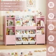 thumbnail image 5 of Hiphuta Kids Bookcase Toy Storage Organizer, Wooden Toy Chest for Kids with 6 Removable Toy Boxes, Kids Storage Bookshelf for Bedroom Playroom, Pink, 5 of 10