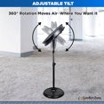 thumbnail image 5 of Comfort Zone Ventilador de pedestal industrial de alta velocidad, perfil delgado, aspas de aluminio e inclinación ajustable, 20 pulgadas, 3 velocidades, construcción totalmente metálica, ideal para ga, 5 of 5