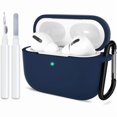 thumbnail image 1 of wonima44 for AirPods Pro 2nd Generation Case Cover, Protective Silicone Skin Accessories with Keychain for Women Men for Apple AirPods Pro Gen 2(2022), Front LED Visible-Midnight Blue, 1 of 1
