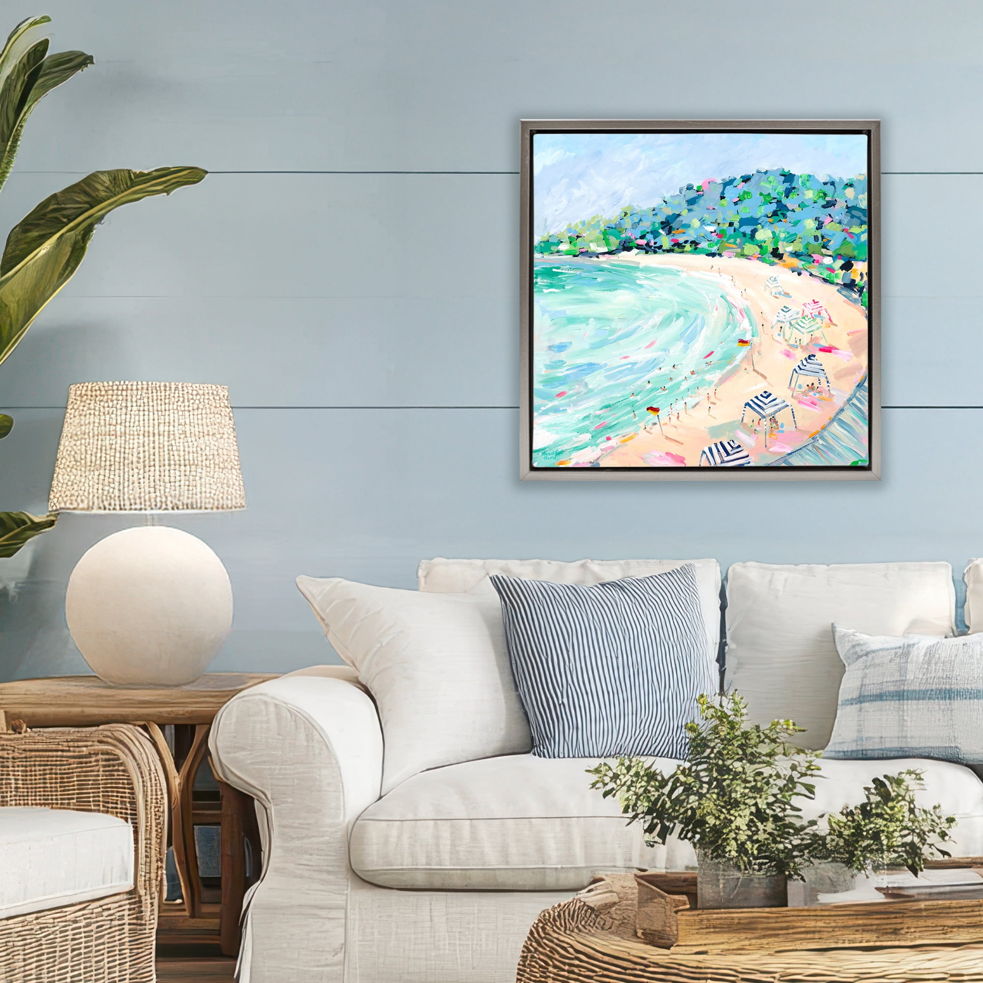 Stupell Industries Good Times Noosa Beach Gray Framed Floater Canvas Wall Art, design by Meredith Howse