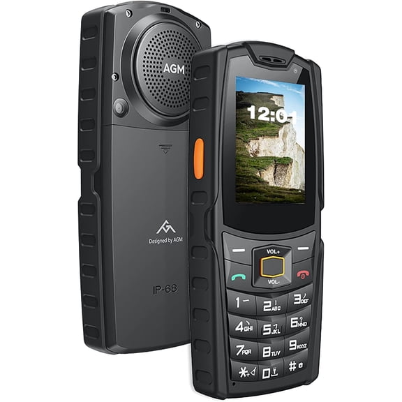 AGM M7 Rugged Phone, 2500mAh Battery Unlocked 4G Cell Phone for Seniors Dual SIM Biggest Speaker 2.4" Touch Screen 2GB 16GB-Black
