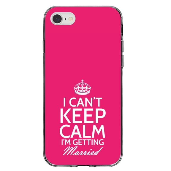 DistinctInk Clear Shockproof Hybrid Case for iPhone 7 8 SE (2020 Model) 4.7" Screen TPU Bumper Acrylic Back Tempered Glass Screen Protector - Can't Keep Calm I'm Getting Married