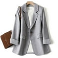 thumbnail image 2 of vigerkar Women Linen Blazer 3/4 Sleeve Lightweight Casual Office Work Blazer Jackets for Women Grey, 5XL, 2 of 8
