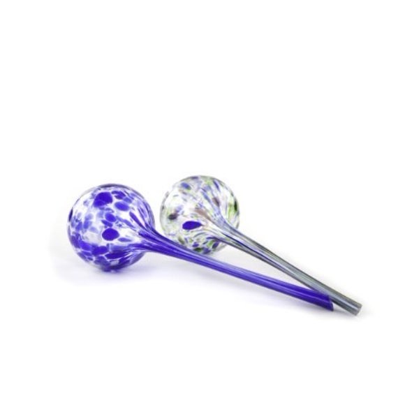 Aqua Globes - 2 Pack - Decorative Hand-Blown Glass Plant Watering Bulbs