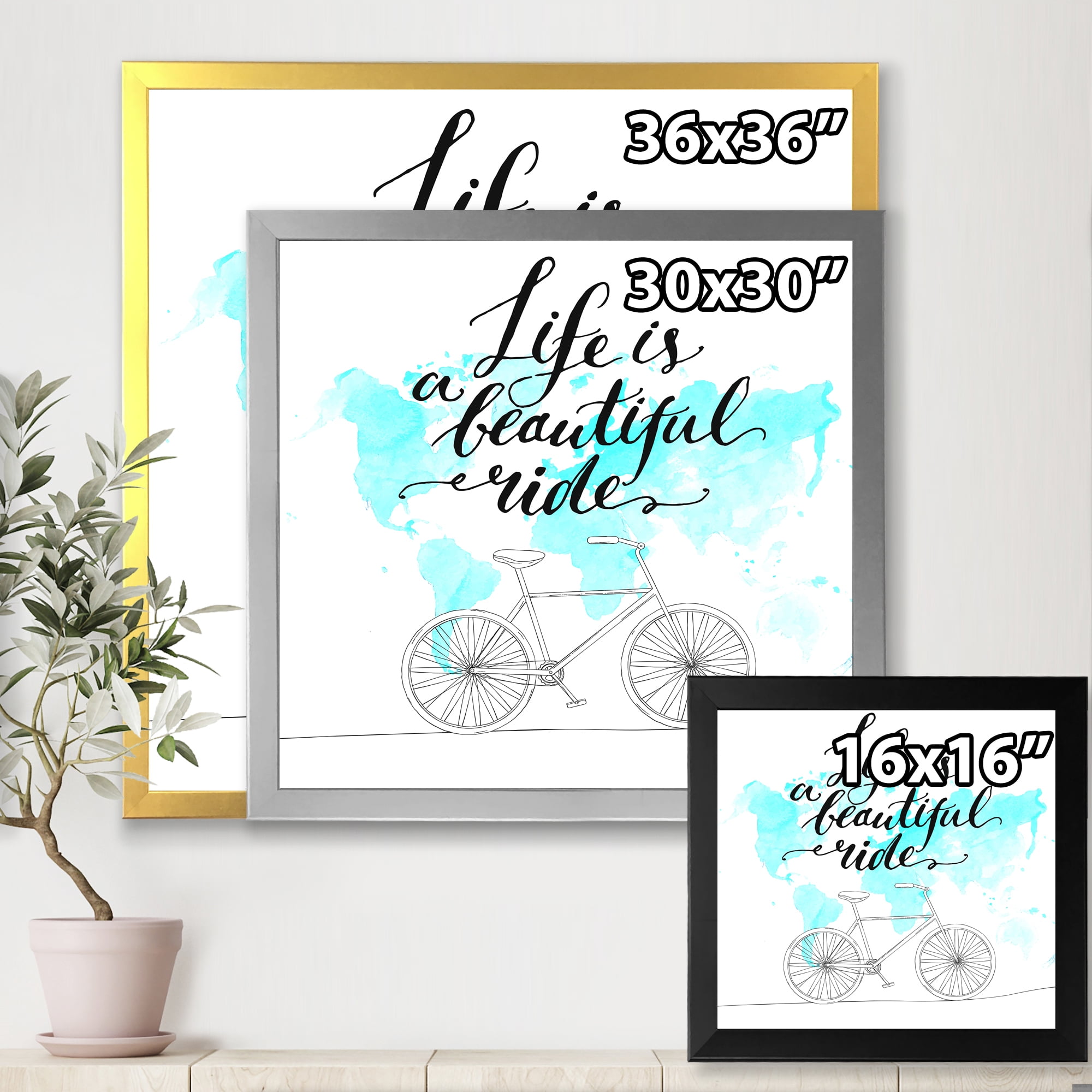 Designart 'Life Is A Beautiful Ride With Bicycle' Traditional Framed Art Print