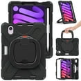 thumbnail image 4 of Case for iPad Mini 7th/6th Generation 8.3 inch 2024/2021, 360 Degree Rotating Hand Grip Shockproof Cover with Shoulder Strap, Black, 4 of 7