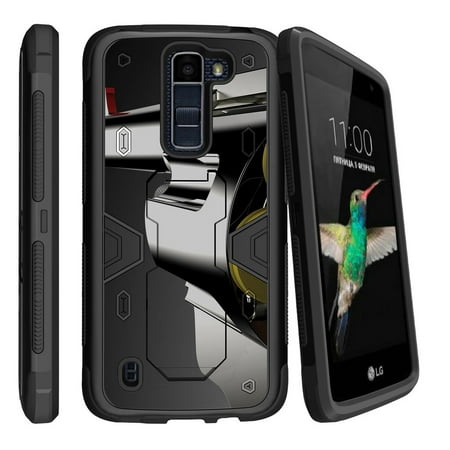 LG K7 | LG Tribute 5 Dual Layer Shock Resistant MAX DEFENSE Heavy Duty Case with Built In Kickstand - Old (Best Revolver Self Defense)