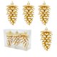 thumbnail image 2 of Juego de 3 adornos navideños de piñas y frutas | Adornos colgantes de plástico para el árbol | Colores dorado, rojo y plateado, 2 of 6