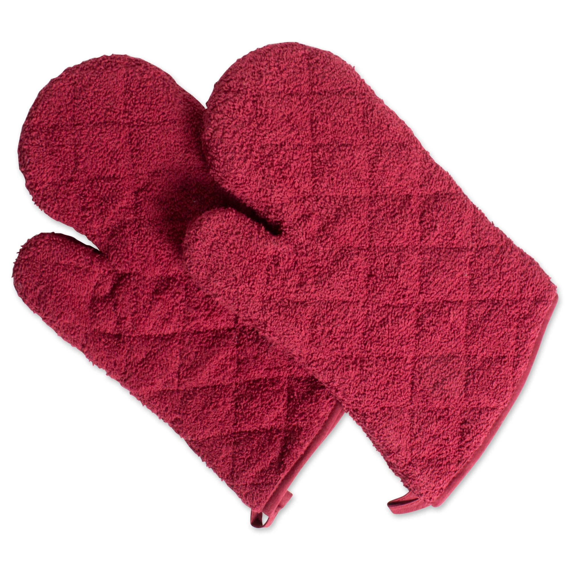 Set of 2 Red Cotton Oven Mitt 13"