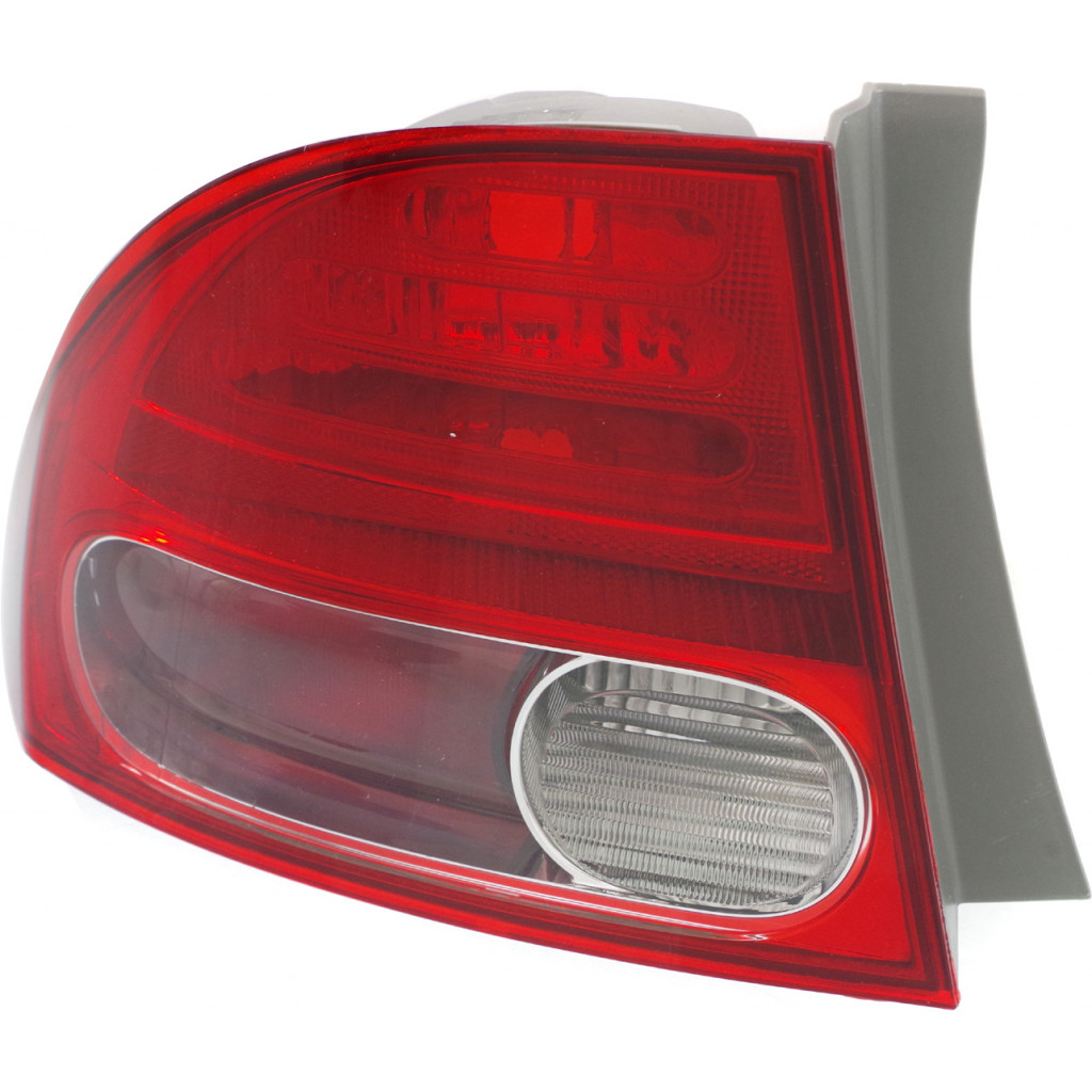 Complete Set Of 4 Clear/Red Halogen Tail Lights For 2006-2008 Honda Civic Sedan (Evan-Fischer)