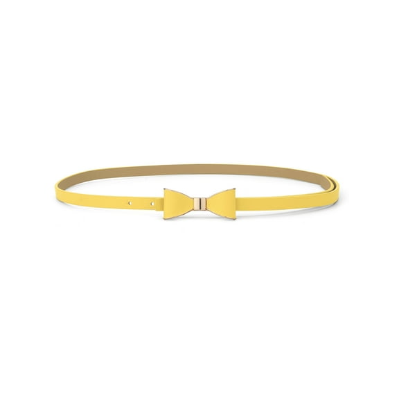 Extra-Skinny Waist Belt Metal Bow-knot No Buckle Thin Belt for Women Yellow