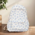 thumbnail image 1 of Nylon Student Backpack Bow Printed for Girls Women Bookbag Adjustable Strap Daypack Cute Knapsack Rucksack Blue, 1 of 6