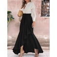 thumbnail image 4 of Women'S Casual Plaid Mermaid Maxi Skirt A Line Irregular Ruffle Hem Fishtail Long Skirt Pure Black XXXL, 4 of 5