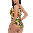 thumbnail image 4 of Rateoe Kittens With Maple Leaves Pattern Women One Piece Swimsuits Tummy Control One Shoulder Bathing Suits Ruffle Swimwear-XX-Large, 4 of 6