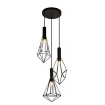 Indoor Modern Ceiling Decorative Iron Jago Collection Pendant D16.0 H30.4 Lt:3 Black Finish