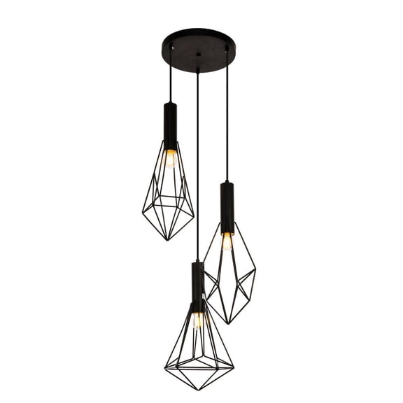 Indoor Modern Ceiling Decorative Iron Jago Collection Pendant D16.0 H30.4 Lt:3 Black Finish