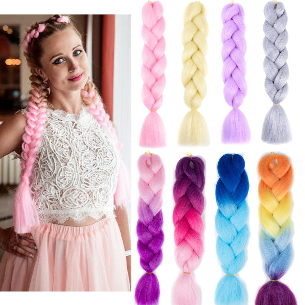 20 Colors Braiding Hair Jumbo Braid Mega Hair 24 Jumbo Synthetic