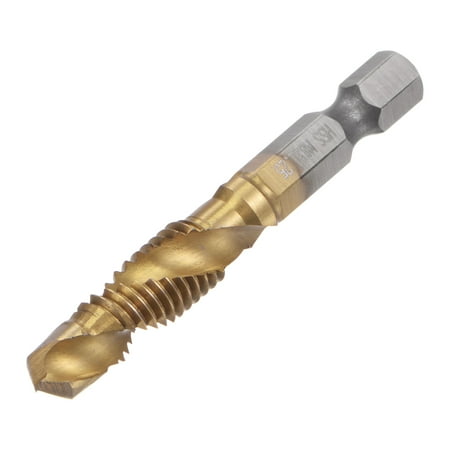 

Uxcell M8 x 1.25 Titanium Coated High Speed Steel 4341 Combination Drill Tap Bit