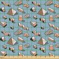 thumbnail image 2 of Ambesonne 1990s Fabric by the Yard Upholstery, Geometric Shapes with Pyramid, 10 Yards, Coral and Pale Blue, 2 of 5