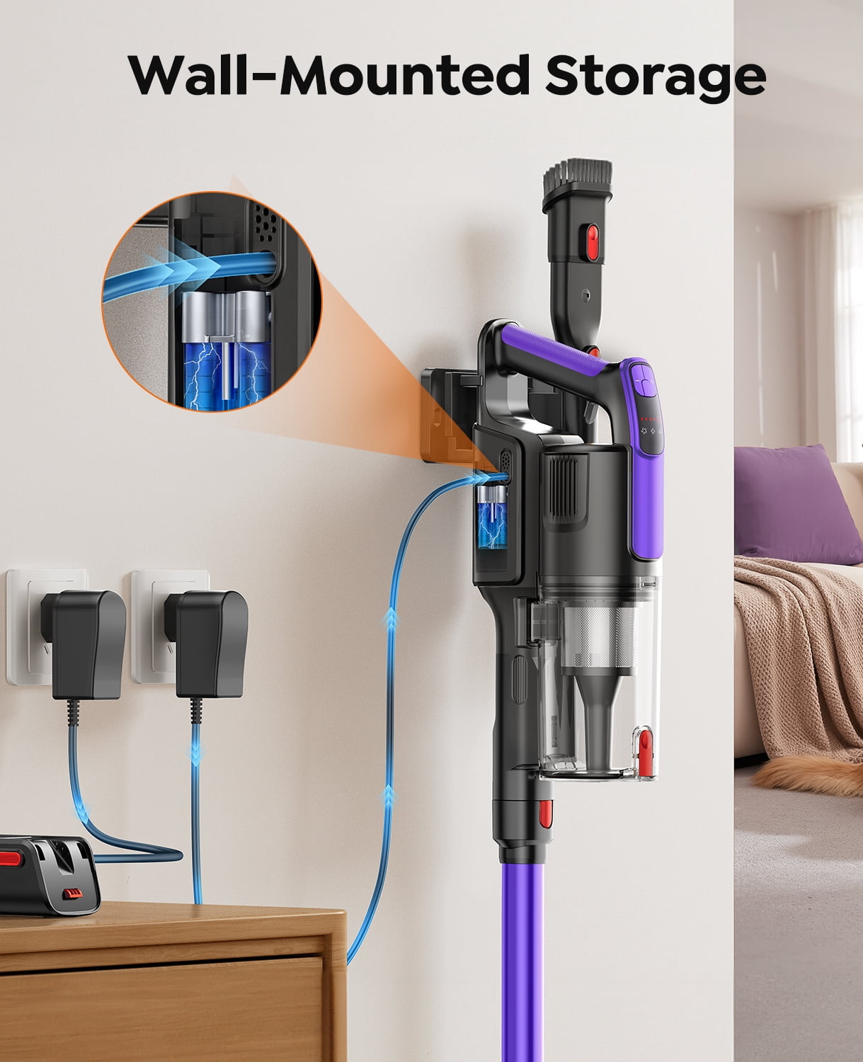Buture VC100 Cordless Stick Vacuum Cleaner, 500W 48KPa Strong Suction, 55-Min Runtime Lightweight for Pet Hair Carpet HardFloor