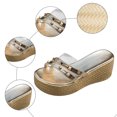 thumbnail image 4 of Rokment Studded Metallic Platform Wedge Slides Dress Sandals for Woman Trendy Casual Transparent Chunky Slip on Heeled Summer Pumps Slippers Gold Size 6, 4 of 7
