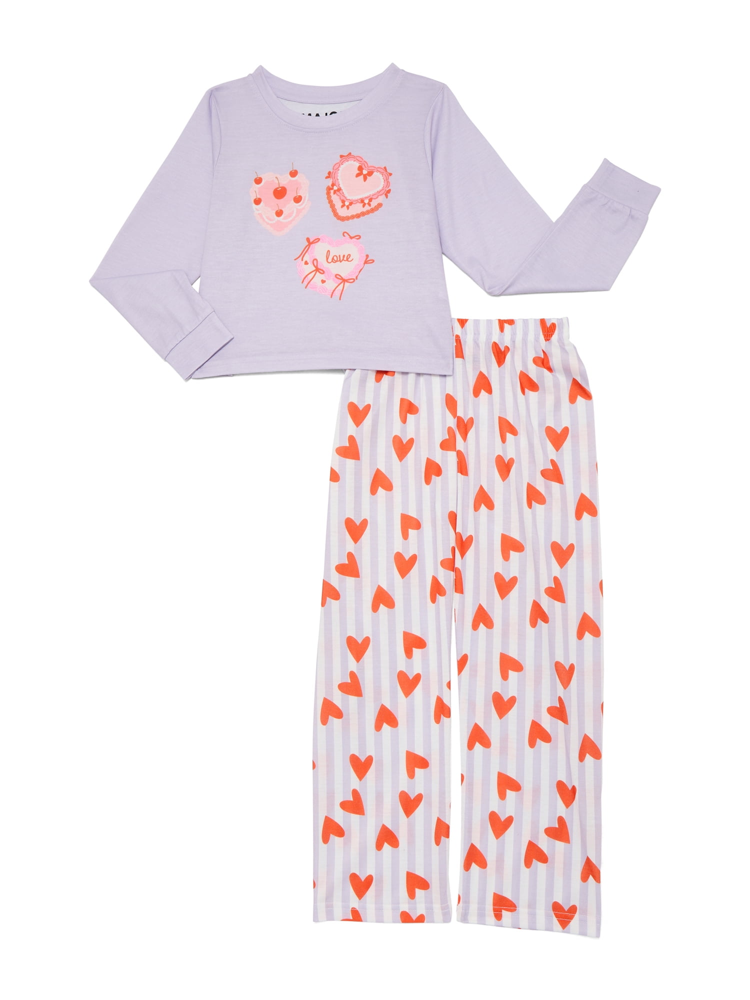Lorytime Womens Long Sleeve Pajama Sets Valentines Heart Letters