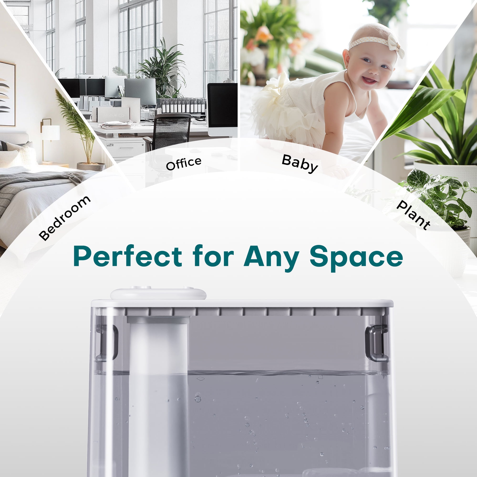 ALROCKET 5L Humidifier for Room,Top Fill Cool Mist Humidifiers for Home Large Room,Baby and Plant,25dB Quiet Vaporizer,Oil Diffuser,Nightlight,360°Rotating Nozzle,White
