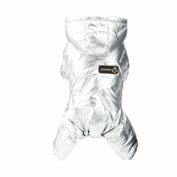 TELOLY Dog Snowsuit,Four-Leg Coverage Dog Clothes for Large Dogs,Complete Warmth Support Dog Jacket,Silver1,M