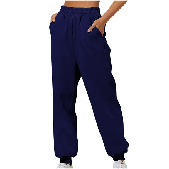 JGTDBPO Sweatpants for Women Elastic Waist New Fashion Solid Color Casual Trousers High Waist Long Pants Sports Full Length Pants with Pockets for 2024