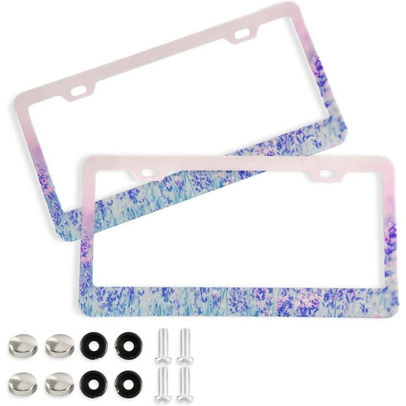 Coolnut Lavender License Plate Frames 2pcs, Aluminum Universal Car License Plate Holder with Round Hole for US Vehicles, 12"x 6"