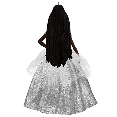 Adorno navideño Hallmark Keepsake 2021, muñeca Barbie navideña negra Hallmark Hallmark Keepsake