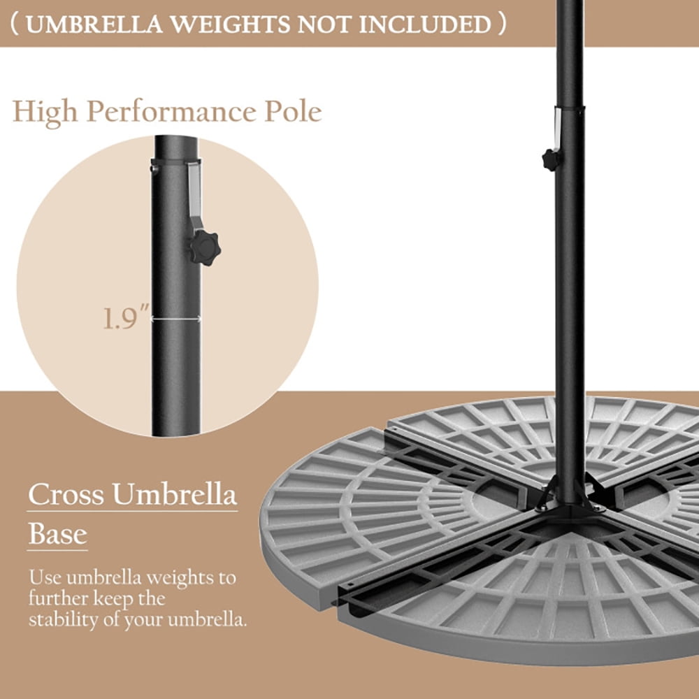 Aimee Lii 10 Feet Patio Hanging Solar LED Umbrella Sun Shade with Cross Base, Table Umbrella Outdoor Patio, Beige Aimee Lii 10 Feet Patio Hanging Solar LED Umbrella Sun Shade with Cross Base, Table Umbrella Outdoor Patio, Beige