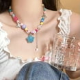 thumbnail image 5 of GKNET Colorful Necklace Clavicle Chain Delicate Jewelry Resin Chain Sweet Choker Candy Color US-pink, 5 of 9