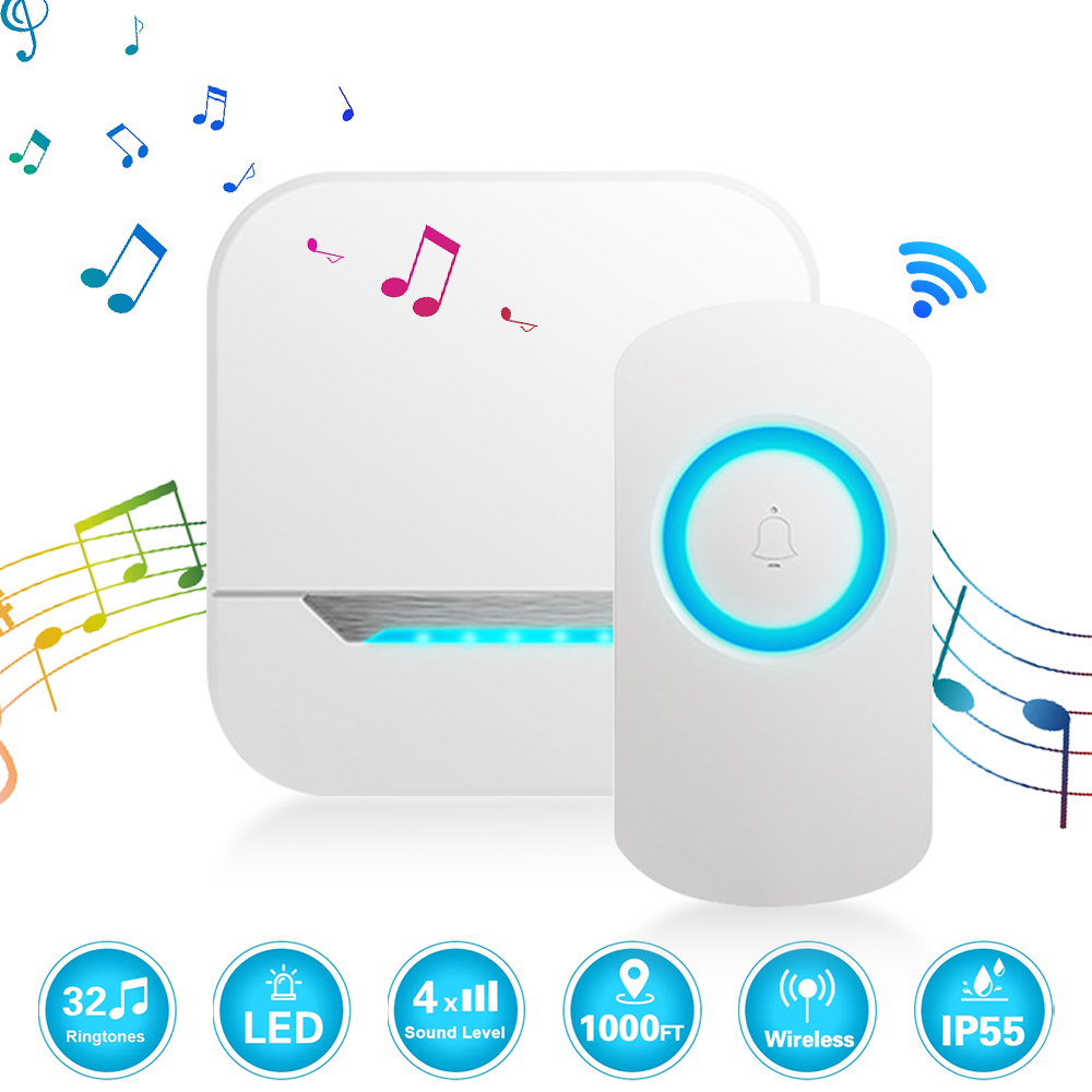 Wireless Doorbell, Waterproof Wireless Doorbell Chime Kit with 36