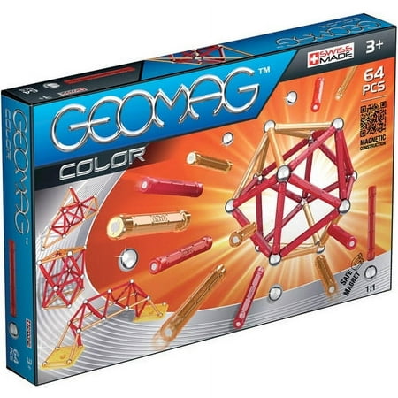 geomag 64-Piece color construction Set with Assorted Panels - Mentally Stimulating for children and Adults - Safe and construction - For Ages 3 and Up