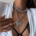 thumbnail image 4 of SPRING PARK Fashion Butterfly Pendant Necklace Rhinestone Butterfly Chain Women Crystal Choker, 4 of 6