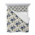 thumbnail image 7 of Quilts Twin Size Bedding Set, Navy Blue White Floral Lightweight Quilted Comforter, Farmhouse Flowers Botanical Leaf Soft Reversible Bedspread Coverlet with Pillow Covers for All Season, 68" x 86", 7 of 7
