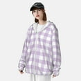 thumbnail image 4 of Picia Purple Checkboard Women's Men's UPF 50+ Sun Protection Hoodie Shirt Long Sleeve SPF Fishing Outdoor UV Hiking Lightweight Shirts-Small, 4 of 9