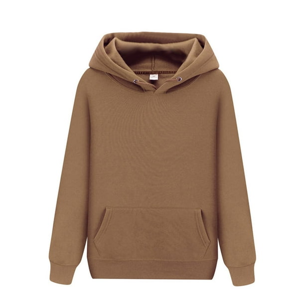 Mujeres Hombres Sudadera con capucha de manga larga Sudaderas con bolsillos Sudadera con capucha de color sólido, cómoda sudadera informal ligera para Marrón L Macarena Sudadera con capucha