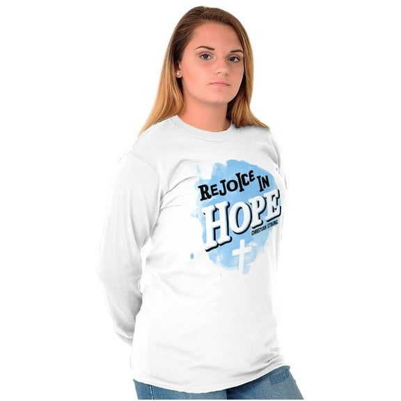 Rejoice in Hope Christian Faith Women Plus Size Long Sleeve Graphic Tee Brisco Brands 3X