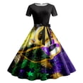 thumbnail image 1 of TJAZFJPA Robes à Manches Courtes pour Femmes Femmes Imprimé Manches Courtes Robe de Soirée Bal des Années 1950 Grande Taille Robes Formelles Robes Femmes Longues, 1 of 2