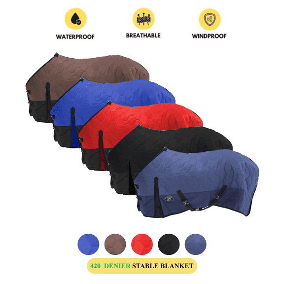 RESISTANCE 420D Horse Stable Blanket, 280g Polyfill, Waterproof & Windproof, Winter